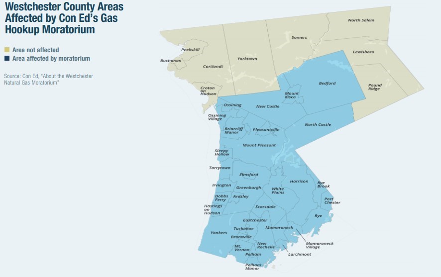Westchester County Areas Affected by Con Edison's Gas Hookup Moratorium 